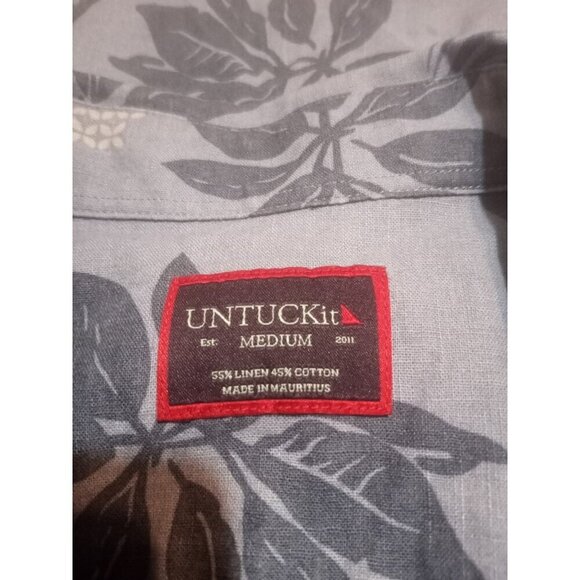 UNTUCKit Bairrada Hawaiian Button Shirt Mens Medium M Blue Floral Short Sleeve - Picture 8 of 11